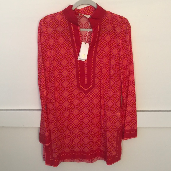 New Tory Burch Tunic In Honeysuckle Classic 4t - Picture 2 of 6